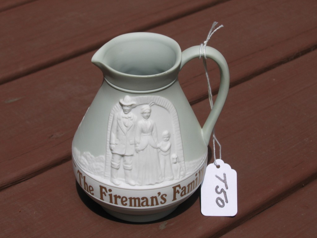 The Fireman's Family. Cameo Pitcher of Bisque Por