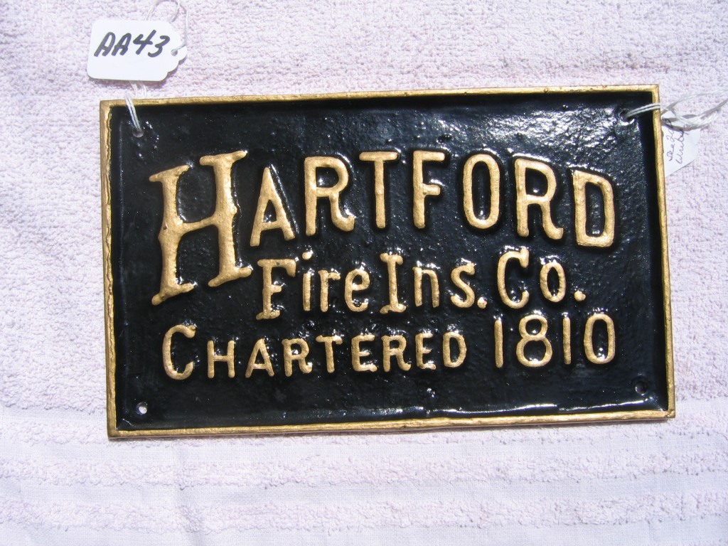 Hartford Fire Ins. Co. Reproduction Fire Mark of B