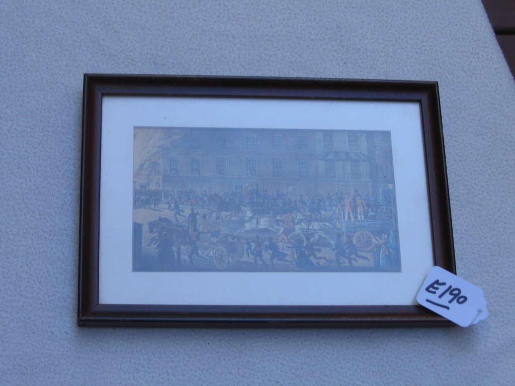 Small Framed Picture. Shows Lots of People (Men a