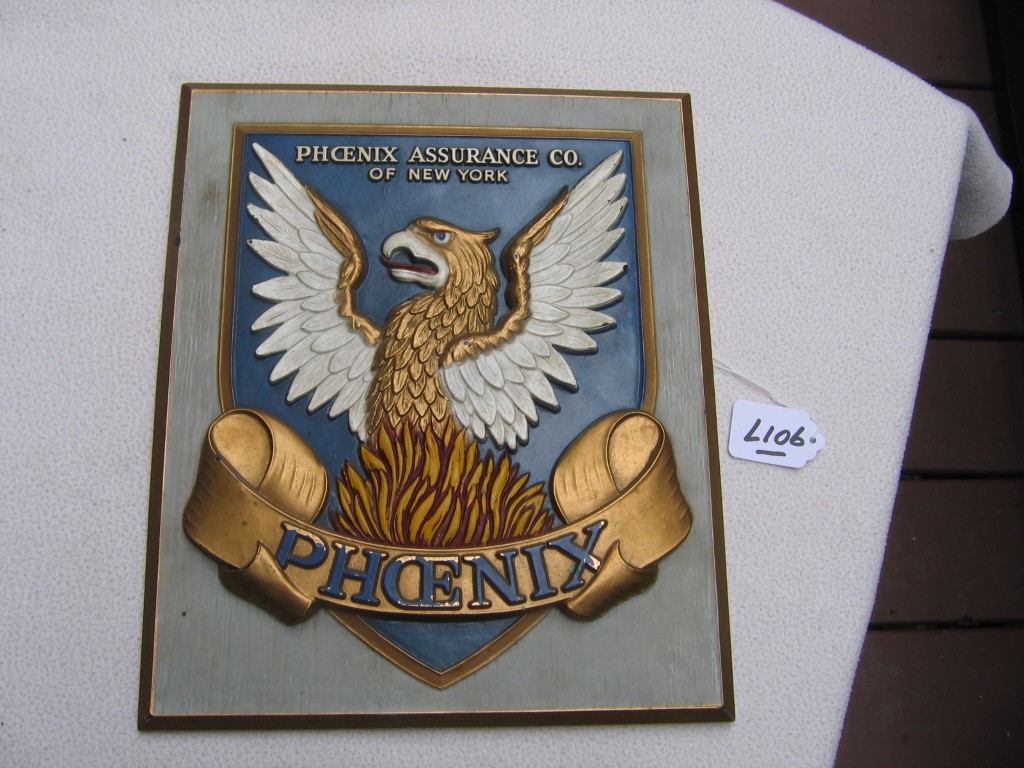 Phoenix Assurance Co. of New York. Agency Plaque.