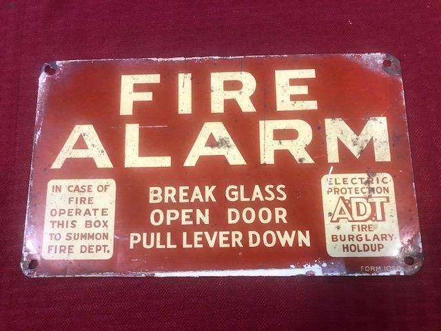 #268 Vintage ADT Fire Alarm Sign