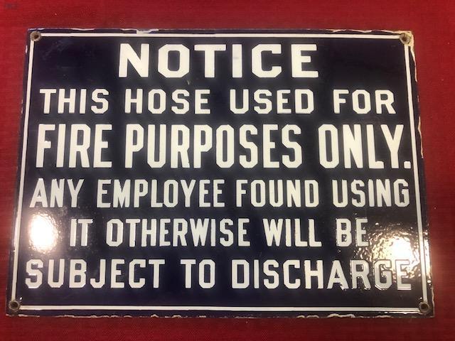 #270 Vintage Fire Hose Sign