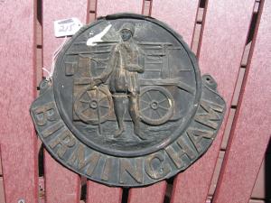 #215 Birmingham English Fire Mark.  11x10.  Birmingham Fire Office.