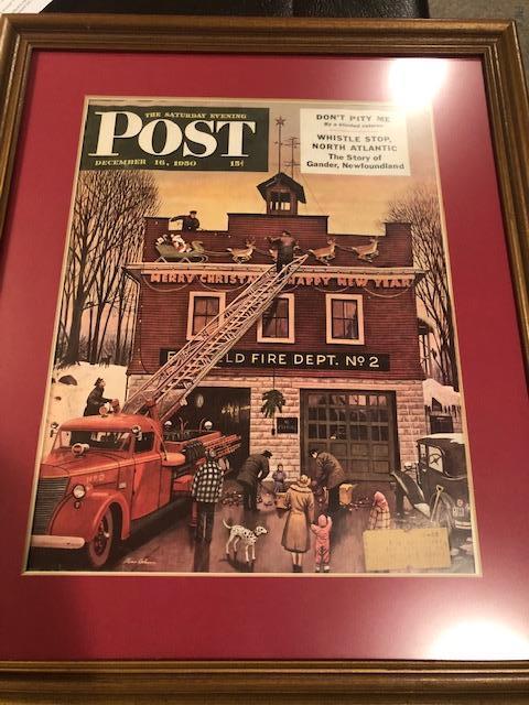 #011 Framed Saturday Evening Post cover Dec 16,1950 frame measures 16x19"