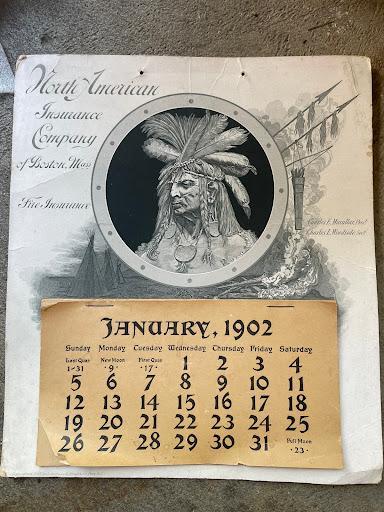 #059 North American Insurance Company of Boston, Mass. Advertising Calendar. January 1902- December 1902.