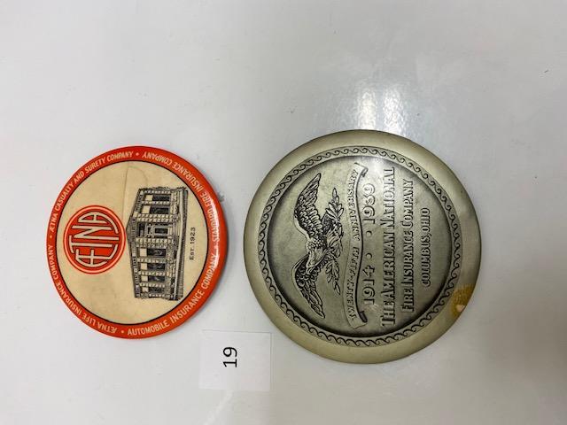 2 Paperweights - Aetna & American National Fire