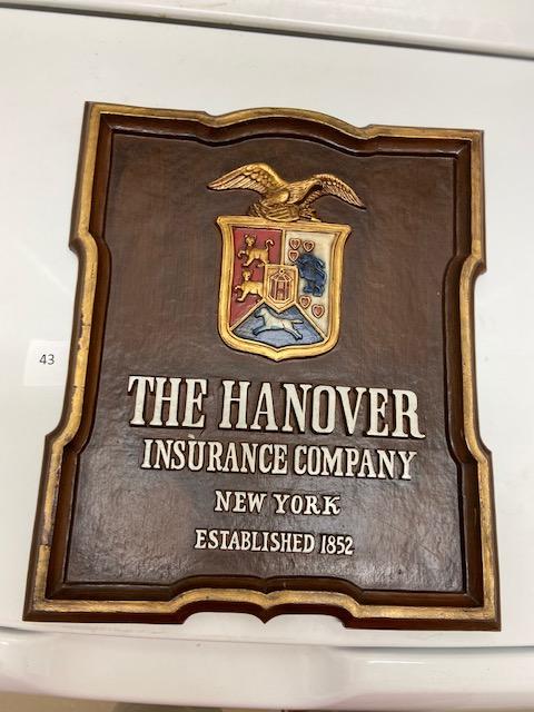 Hanover Insurance plaque