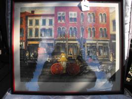 Fire Engine Sign. Framed. 16 5/8"x14 1/8". Main