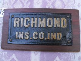 Richmond Ins. Co. Indiana. Tin. Rectangular. 6
