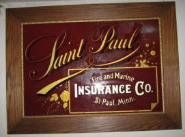 St Paul Ins CO, Reverse Glass, Wood Frame, Some di