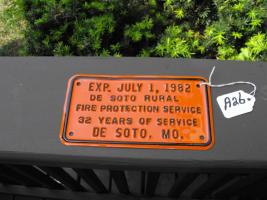 De Soto Rural Fire. Orange sign. Exp. July 1, 19