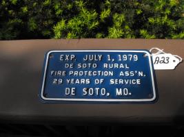 De Soto Rural Fire. Exp. July 1, 1979. Blue. 6