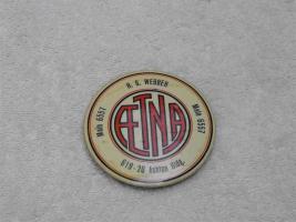 Aetna Paperweight. Mirror on reverse side.