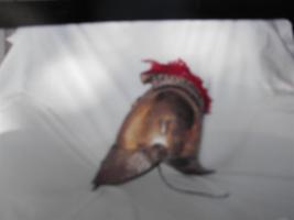 Antique French Parade Helmet. Brass. Leather Lini