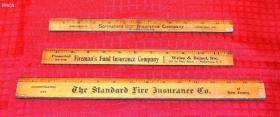Fire Insurance Company Wooden Rulers. Springfield