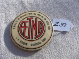 Aetna Advertising Paperweight/Mirror. On Front Sa