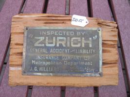 Zurich Sign. Inspected by Zurich General Accident