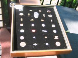 Insurance Company Pins. 29 Pins on black velvet m