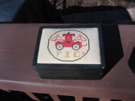 Wood Box with FICo and Fire Pumper hand stitched o