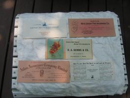 Five Old Insurance Ink Blotters. They are: Atlas