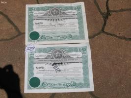 University National Stock Certs