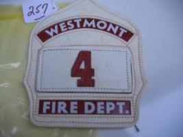 #255 Westmont Fire Helmet Shield. 6 inches long.