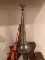 #153 Nickle Plated Brass Work Speaking Trumpet 18-12 tall