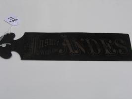 #118 Andes Advertising Ledger Marker. Cincinnati