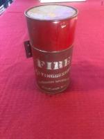 #131 Vintage Dry Powder Fire Extinguisher in Red Metal Wall Hanging Container from Standard Spring Company of Chicago.