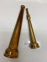 123 Fire Nozzles Set of 2. Brass Fire Hose Nozzles
